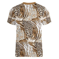 Wild Animal Skins Women V-Neck T-Shirt Leopard Pattern - Wonder Print Shop