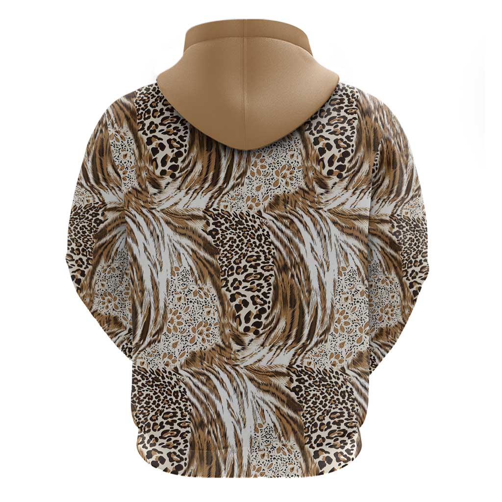 Wild Animal Skins Zip Hoodie Leopard Pattern - Wonder Print Shop