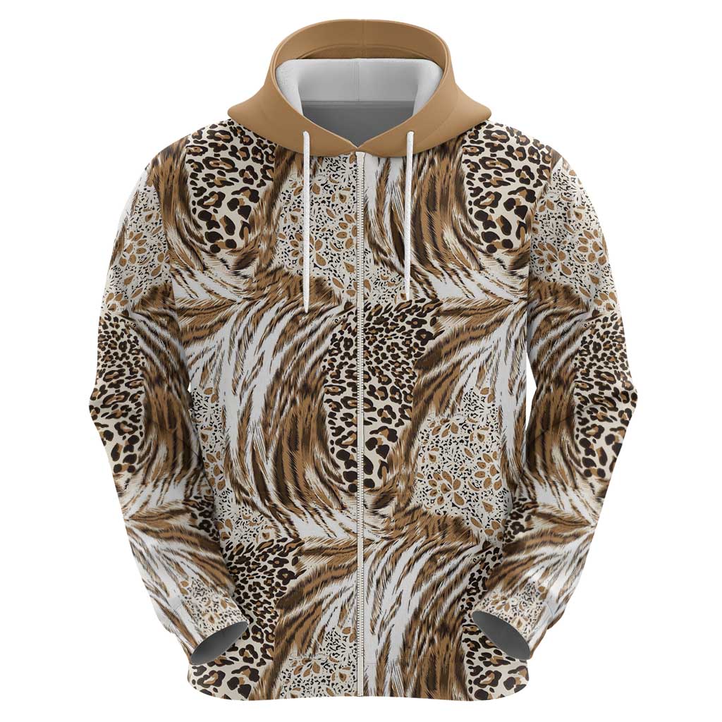 Wild Animal Skins Zip Hoodie Leopard Pattern - Wonder Print Shop