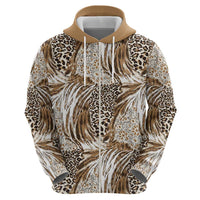 Wild Animal Skins Zip Hoodie Leopard Pattern - Wonder Print Shop