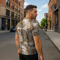 Wild Animal Skins Zipper Polo Shirt Leopard Pattern - Wonder Print Shop