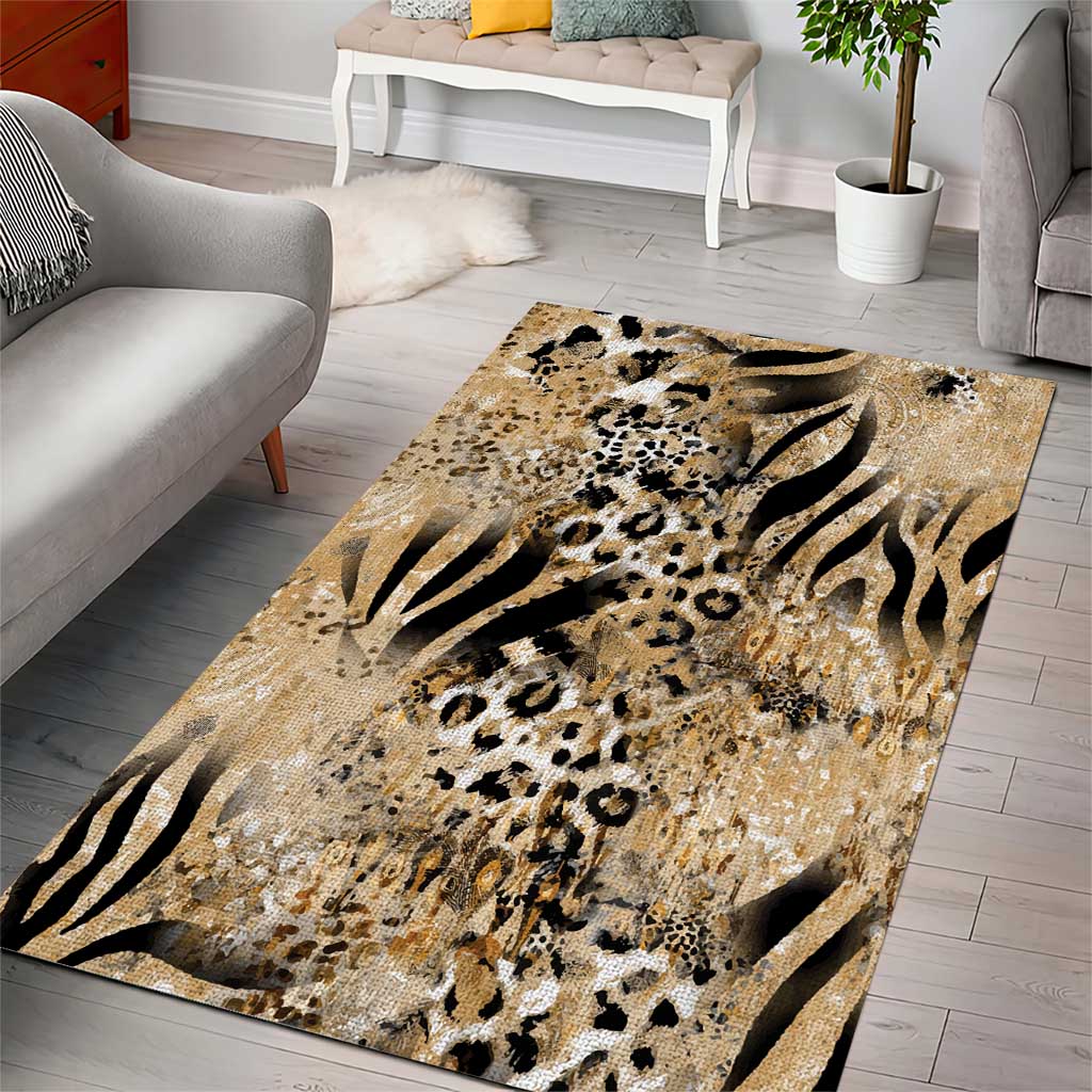 Wild Animal Skins Area Rug Zebra Tiger Leopard Mix Skin - Wonder Print Shop