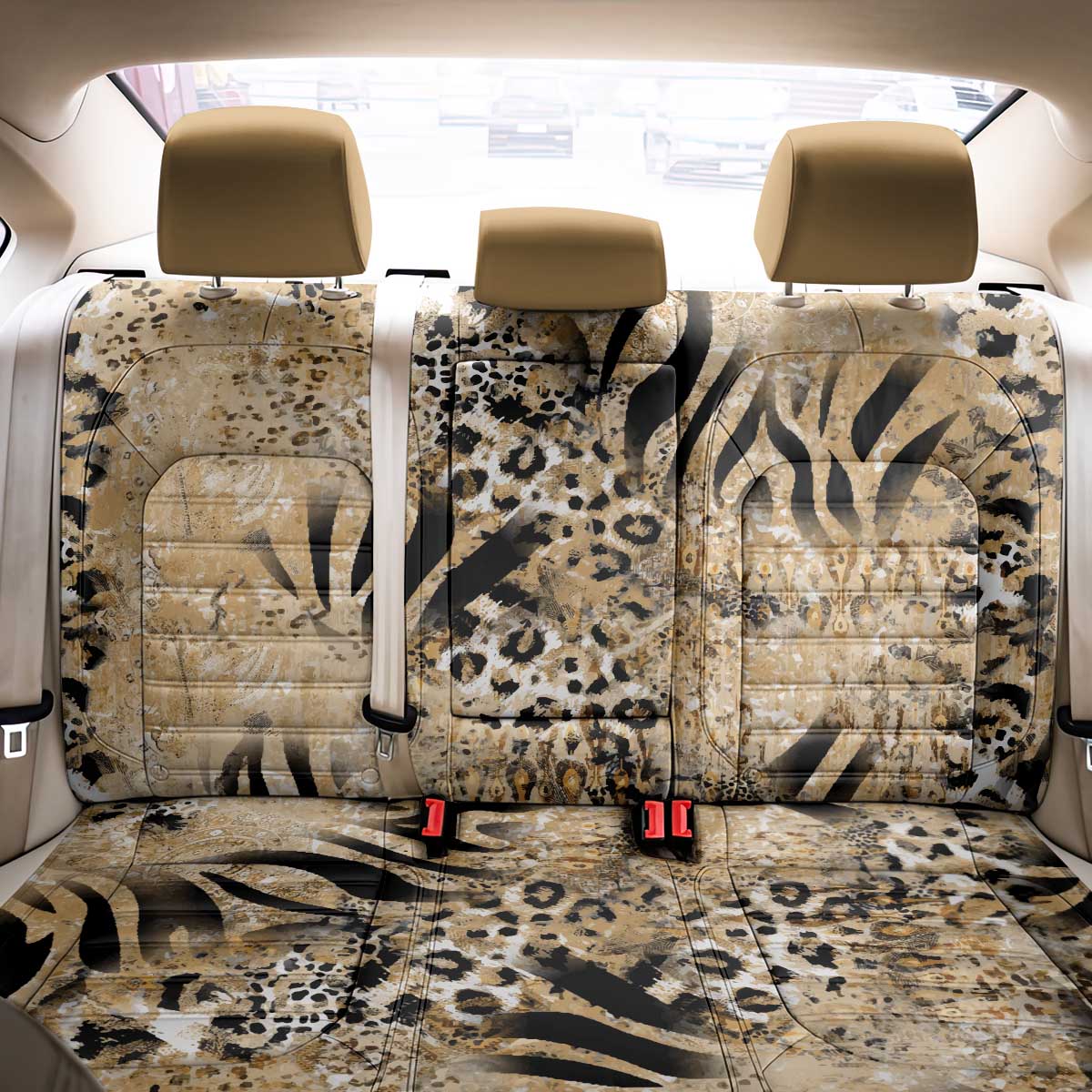 Wild Animal Skins Back Car Seat Cover Zebra Tiger Leopard Mix Skin - Wonder Print Shop