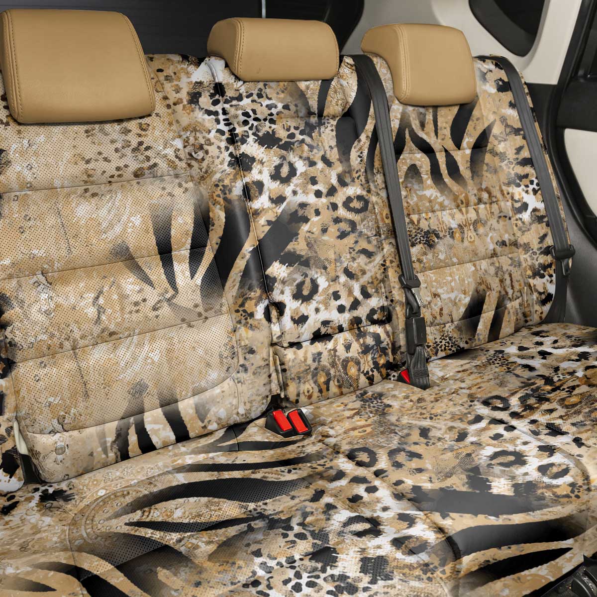 Wild Animal Skins Back Car Seat Cover Zebra Tiger Leopard Mix Skin - Wonder Print Shop