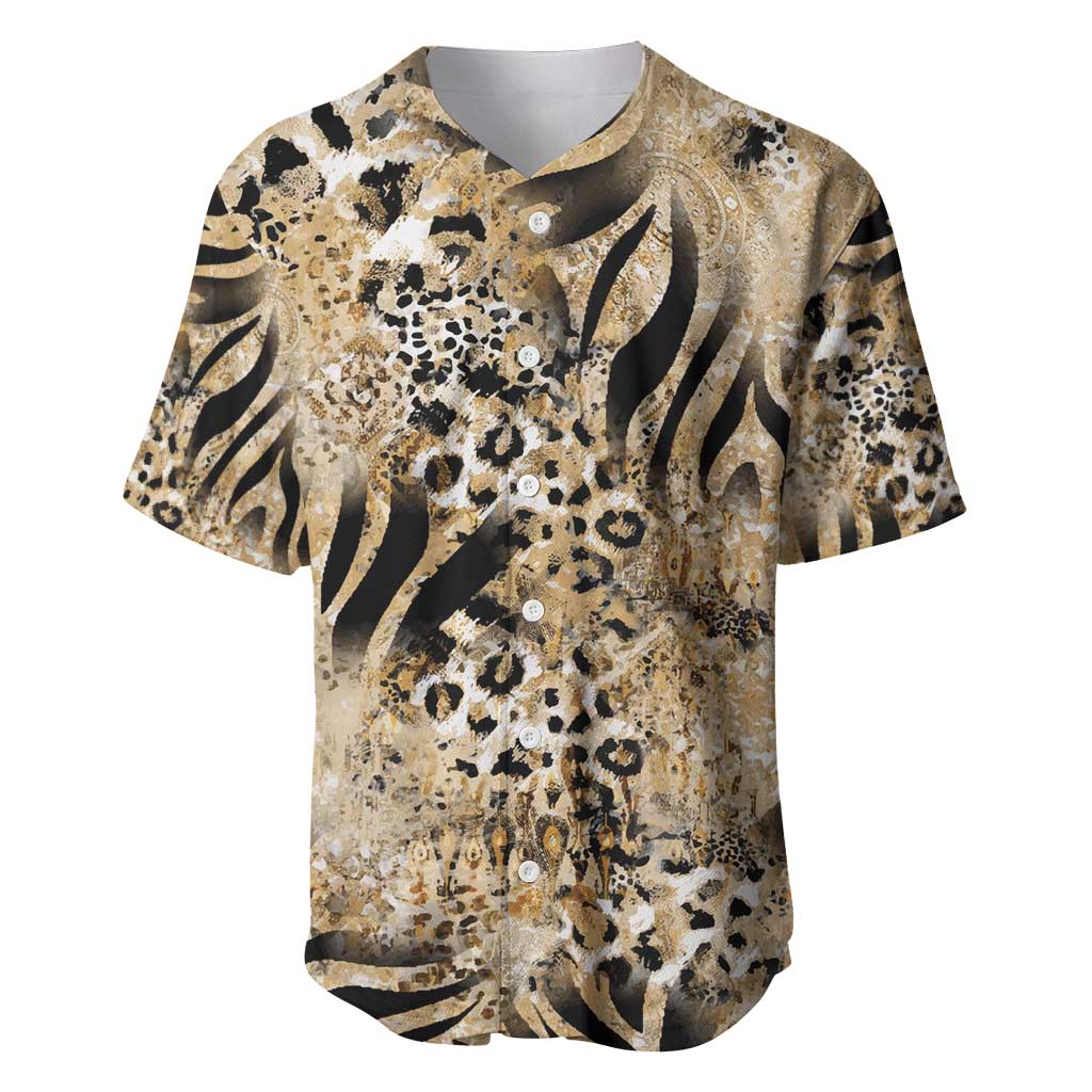 Wild Animal Skins Baseball Jersey Zebra Tiger Leopard Mix Skin - Wonder Print Shop