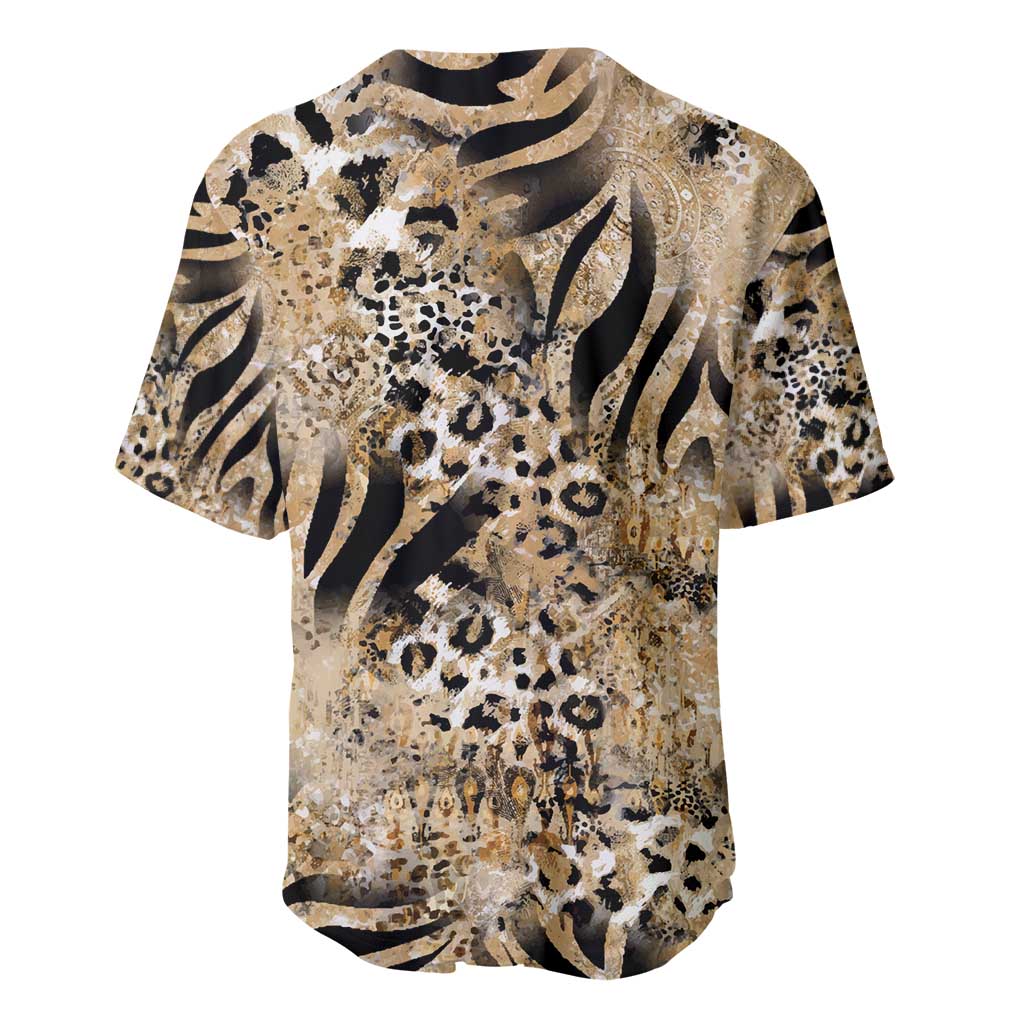 Wild Animal Skins Baseball Jersey Zebra Tiger Leopard Mix Skin - Wonder Print Shop