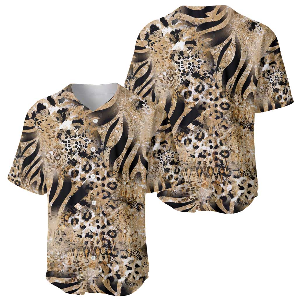 Wild Animal Skins Baseball Jersey Zebra Tiger Leopard Mix Skin - Wonder Print Shop
