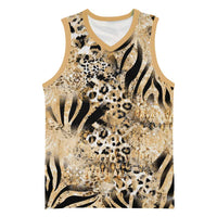 Wild Animal Skins Basketball Jersey Zebra Tiger Leopard Mix Skin - Wonder Print Shop