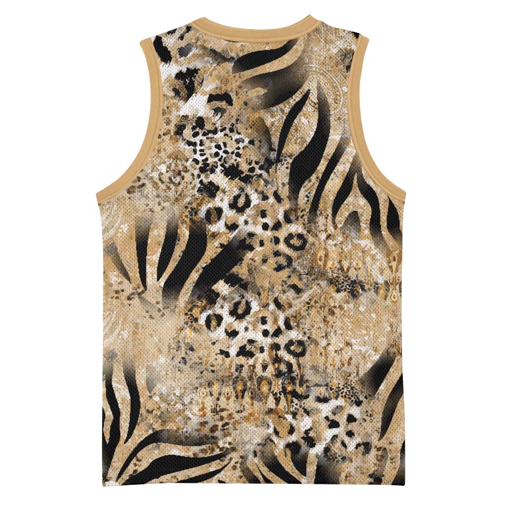 Wild Animal Skins Basketball Jersey Zebra Tiger Leopard Mix Skin - Wonder Print Shop
