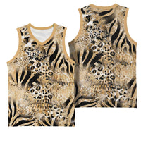 Wild Animal Skins Basketball Jersey Zebra Tiger Leopard Mix Skin - Wonder Print Shop