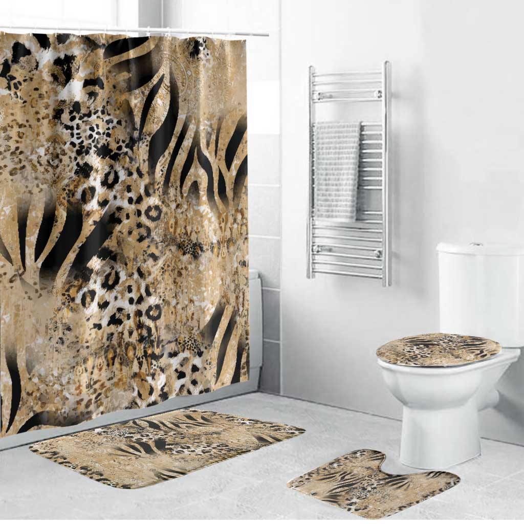 Wild Animal Skins Bathroom Set Zebra Tiger Leopard Mix Skin - Wonder Print Shop