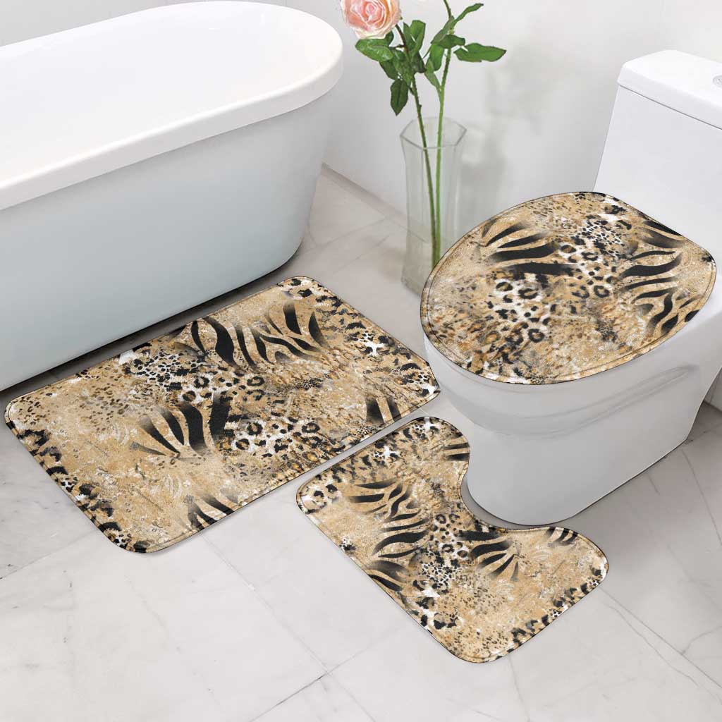 Wild Animal Skins Bathroom Set Zebra Tiger Leopard Mix Skin - Wonder Print Shop