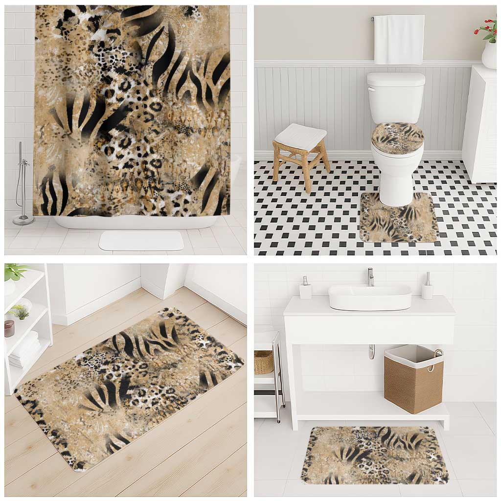 Wild Animal Skins Bathroom Set Zebra Tiger Leopard Mix Skin - Wonder Print Shop
