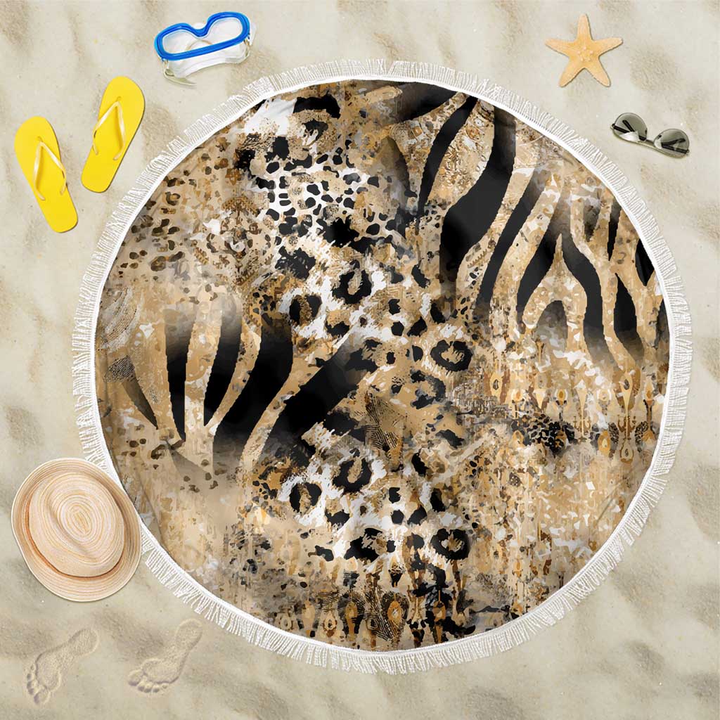 Wild Animal Skins Beach Blanket Zebra Tiger Leopard Mix Skin - Wonder Print Shop