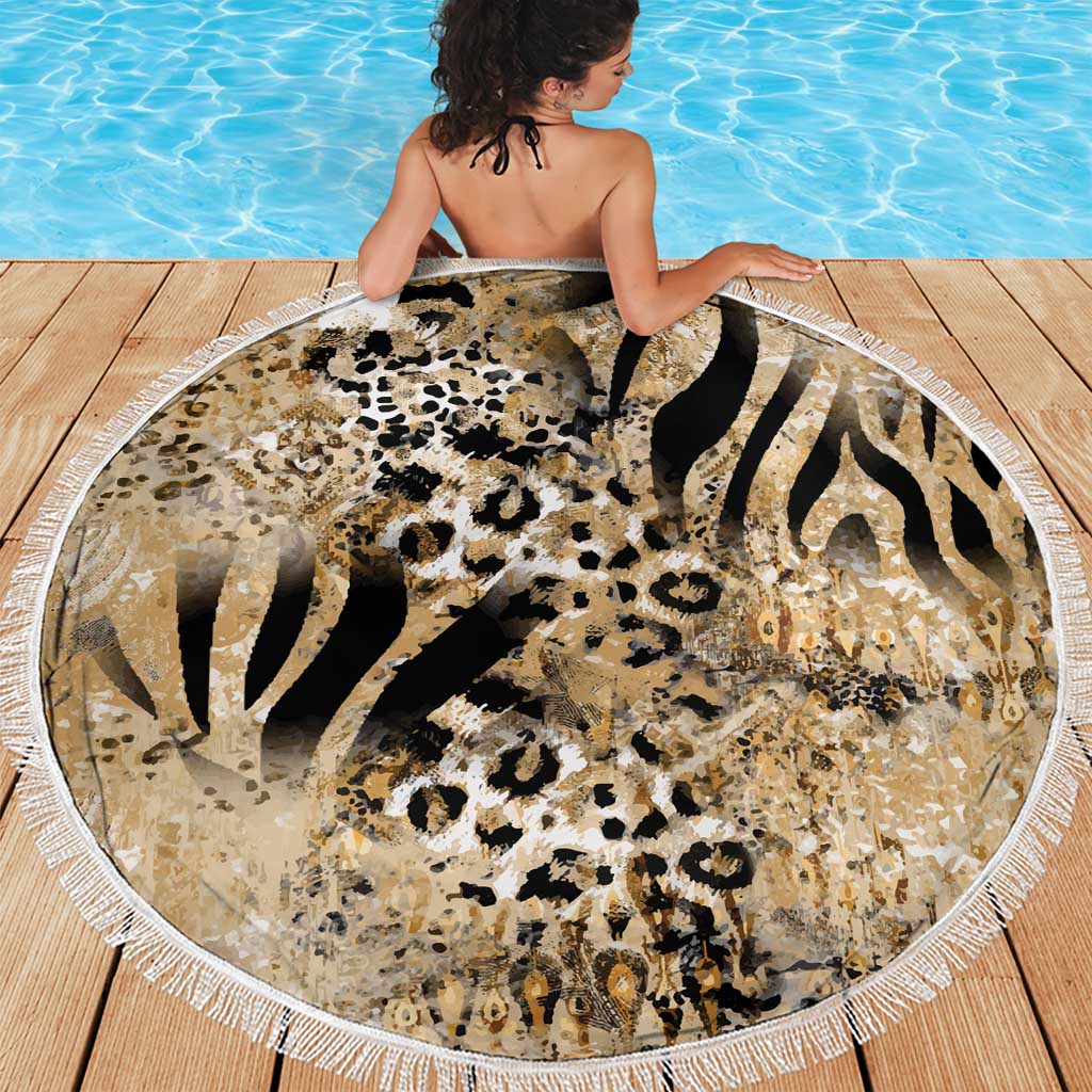 Wild Animal Skins Beach Blanket Zebra Tiger Leopard Mix Skin - Wonder Print Shop