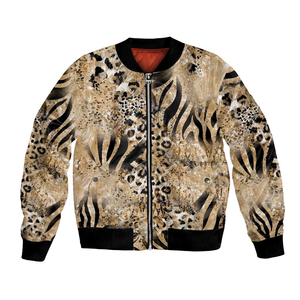 Wild Animal Skins Bomber Jacket Zebra Tiger Leopard Mix Skin - Wonder Print Shop