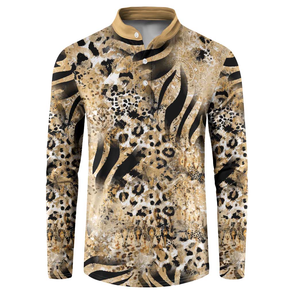 Wild Animal Skins Button Sweatshirt Zebra Tiger Leopard Mix Skin - Wonder Print Shop