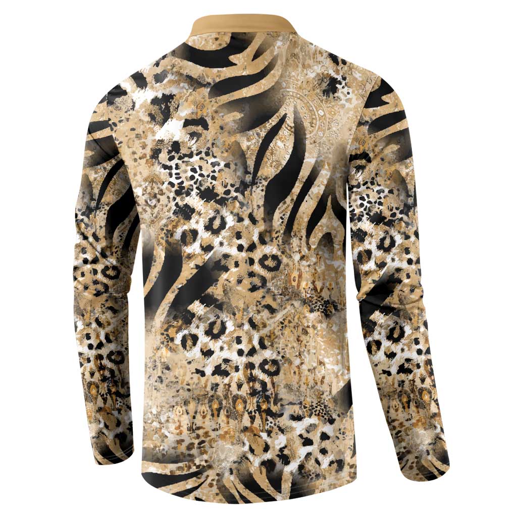 Wild Animal Skins Button Sweatshirt Zebra Tiger Leopard Mix Skin - Wonder Print Shop