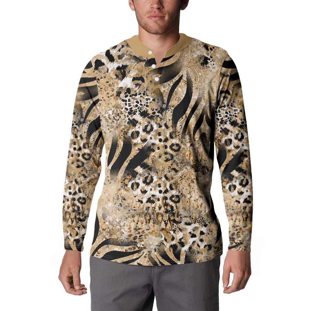 Wild Animal Skins Button Sweatshirt Zebra Tiger Leopard Mix Skin - Wonder Print Shop