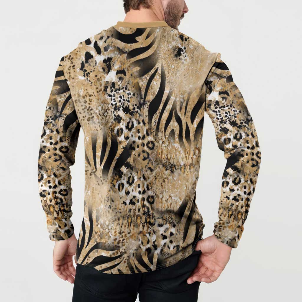 Wild Animal Skins Button Sweatshirt Zebra Tiger Leopard Mix Skin - Wonder Print Shop
