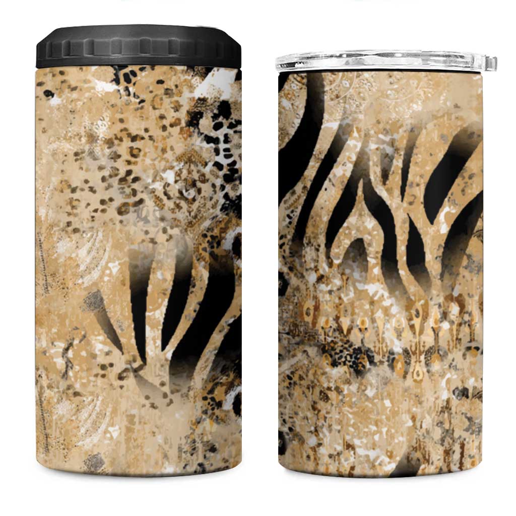 Wild Animal Skins 4 in 1 Can Cooler Tumbler Zebra Tiger Leopard Mix Skin - Wonder Print Shop