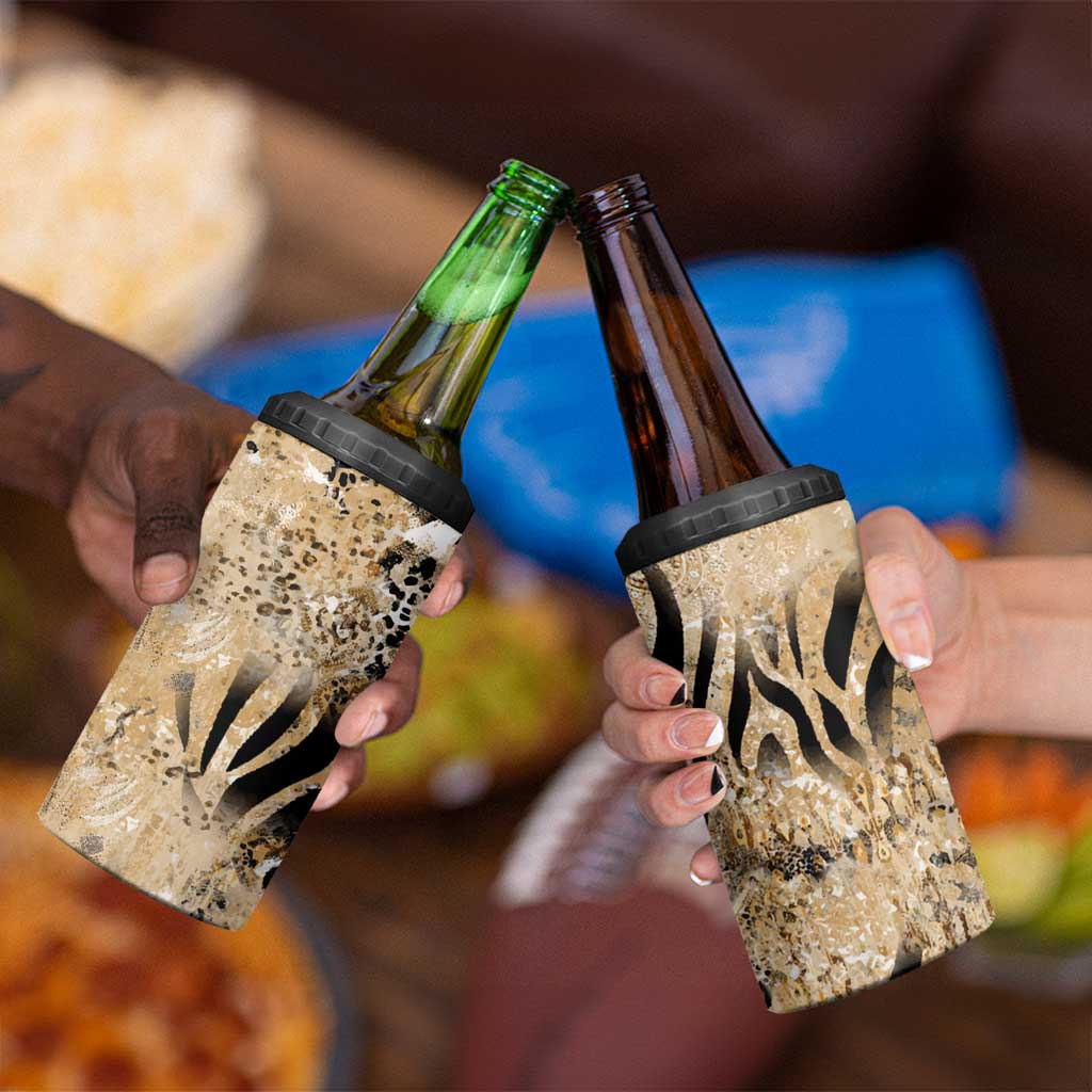 Wild Animal Skins 4 in 1 Can Cooler Tumbler Zebra Tiger Leopard Mix Skin - Wonder Print Shop