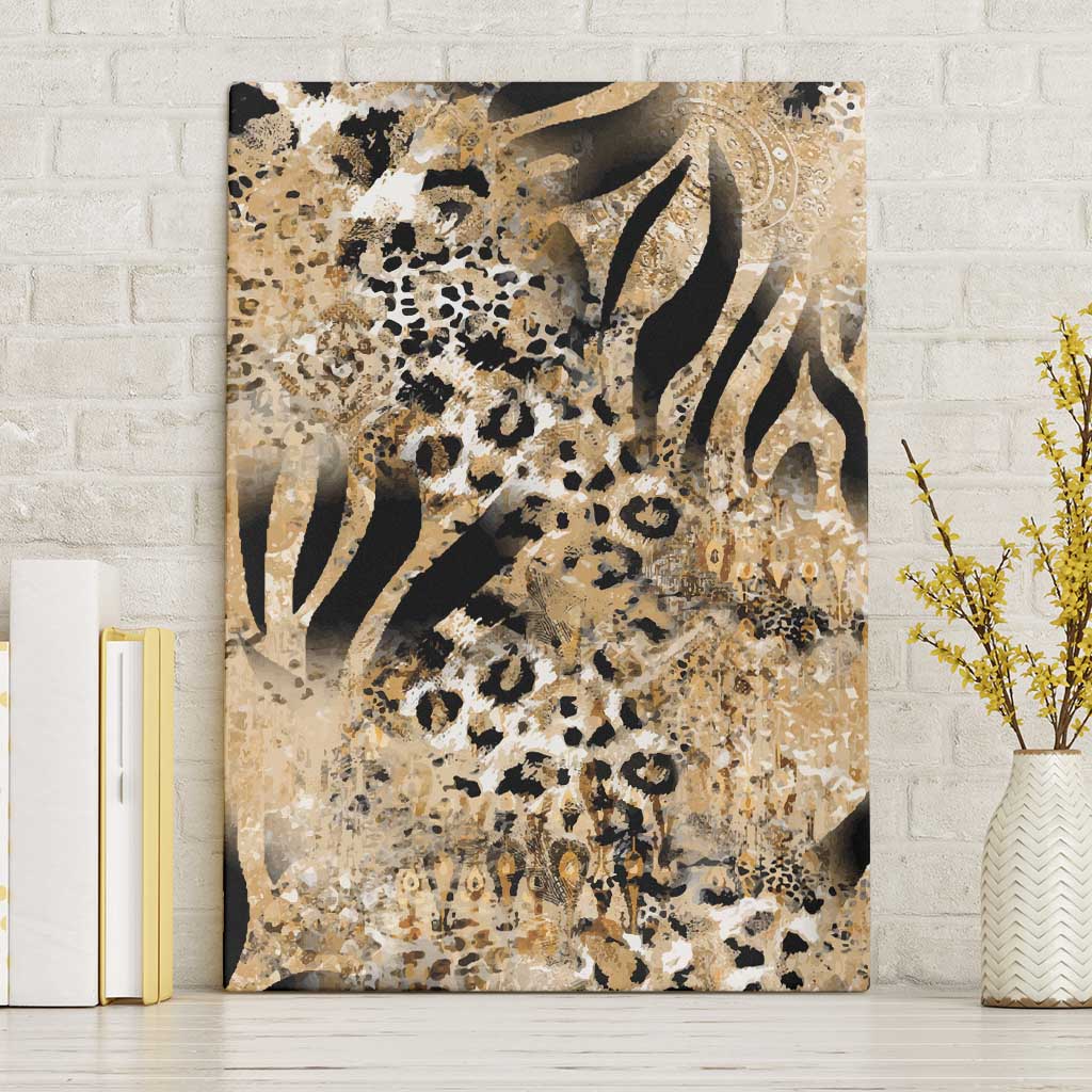 Wild Animal Skins Canvas Wall Art Zebra Tiger Leopard Mix Skin - Wonder Print Shop