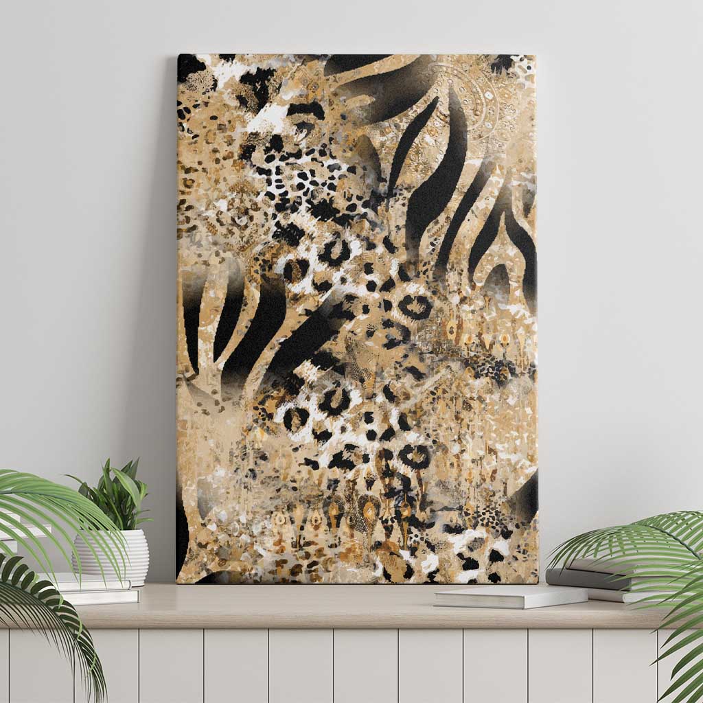 Wild Animal Skins Canvas Wall Art Zebra Tiger Leopard Mix Skin - Wonder Print Shop