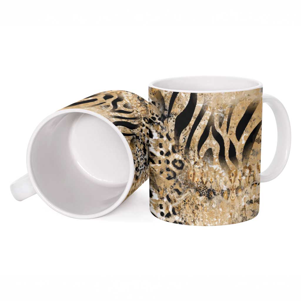 Wild Animal Skins Ceramic Mug Zebra Tiger Leopard Mix Skin - Wonder Print Shop