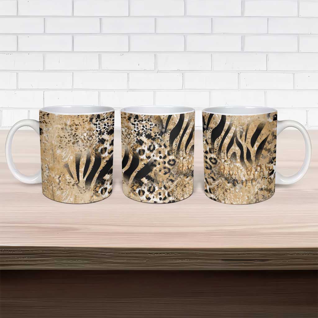 Wild Animal Skins Ceramic Mug Zebra Tiger Leopard Mix Skin - Wonder Print Shop