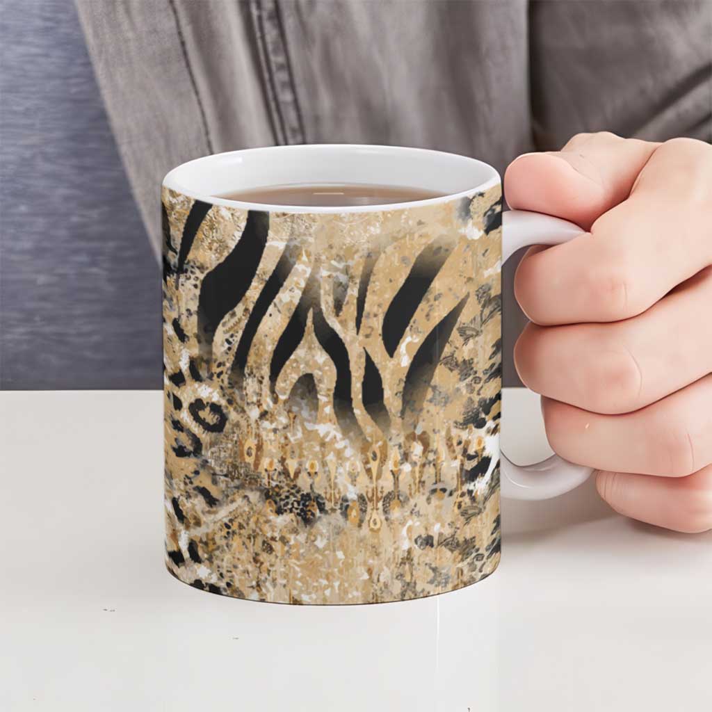 Wild Animal Skins Ceramic Mug Zebra Tiger Leopard Mix Skin - Wonder Print Shop