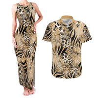 Wild Animal Skins Couples Matching Tank Maxi Dress and Hawaiian Shirt Zebra Tiger Leopard Mix Skin - Wonder Print Shop