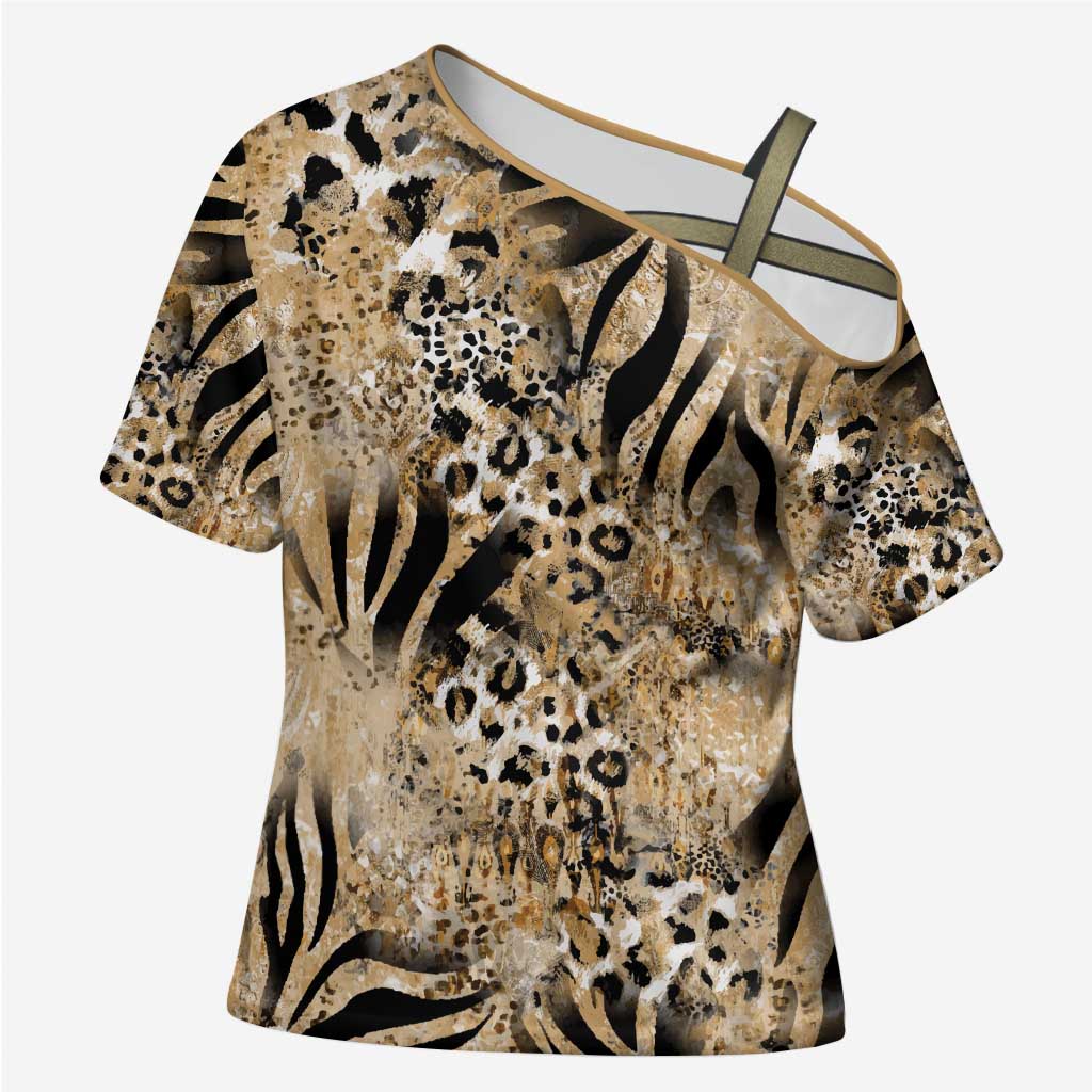 Wild Animal Skins Cross Shoulder Shirt Zebra Tiger Leopard Mix Skin - Wonder Print Shop