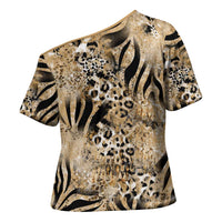 Wild Animal Skins Cross Shoulder Shirt Zebra Tiger Leopard Mix Skin - Wonder Print Shop