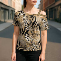 Wild Animal Skins Cross Shoulder Shirt Zebra Tiger Leopard Mix Skin - Wonder Print Shop