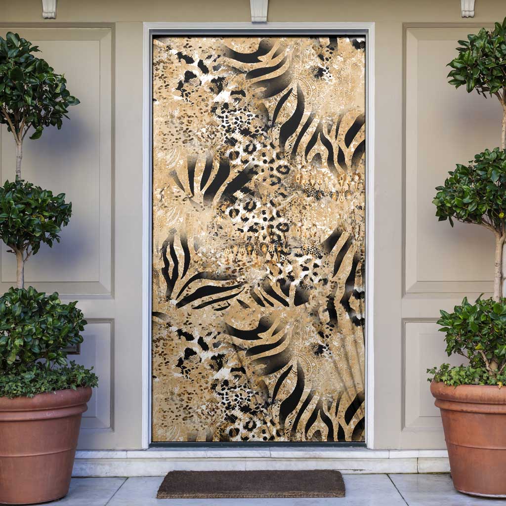 Wild Animal Skins Door Cover Zebra Tiger Leopard Mix Skin - Wonder Print Shop