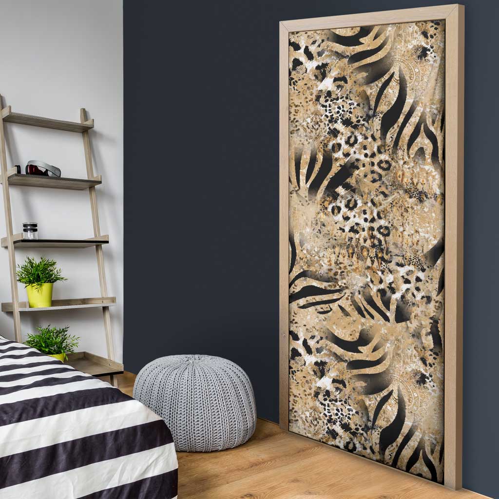 Wild Animal Skins Door Cover Zebra Tiger Leopard Mix Skin - Wonder Print Shop
