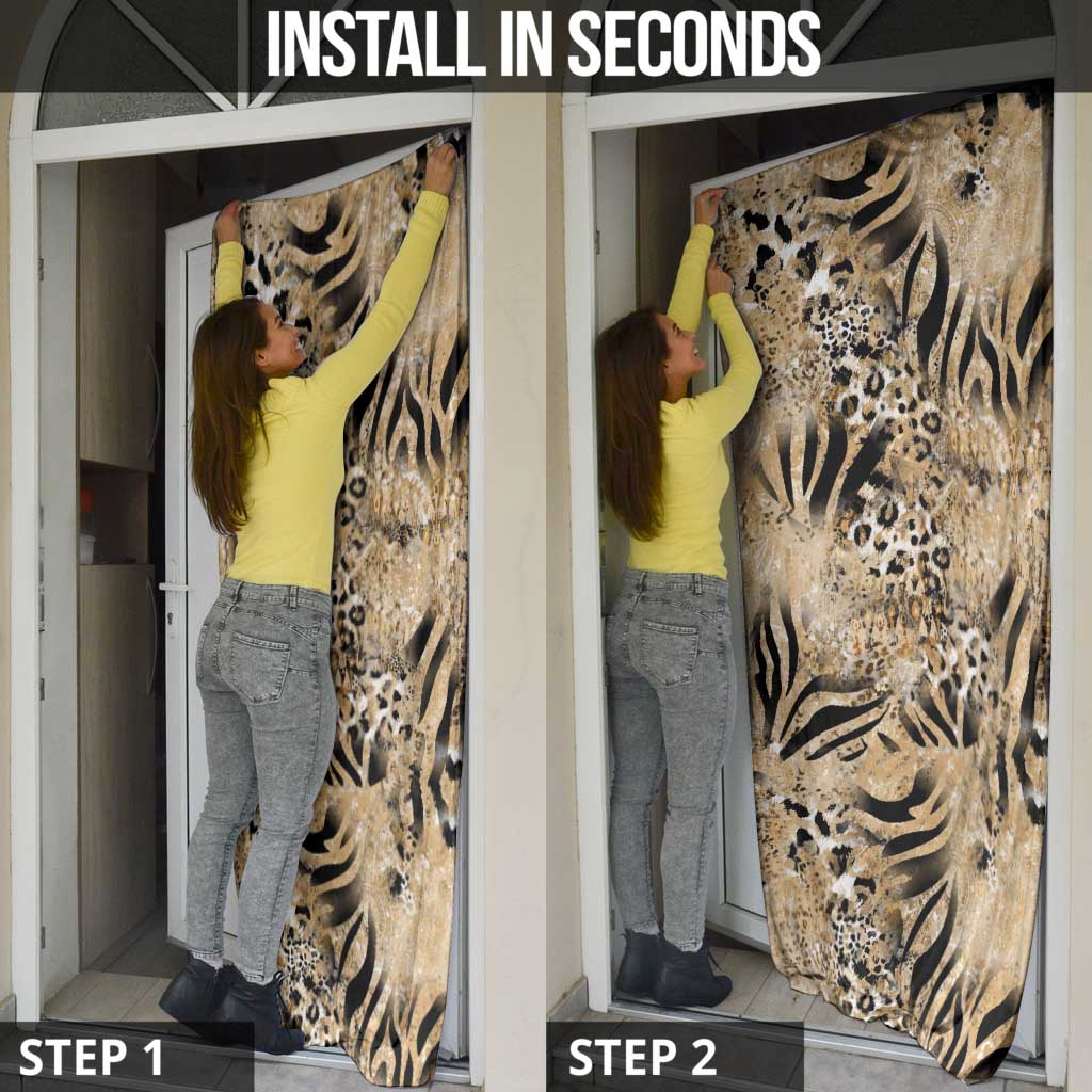 Wild Animal Skins Door Cover Zebra Tiger Leopard Mix Skin - Wonder Print Shop
