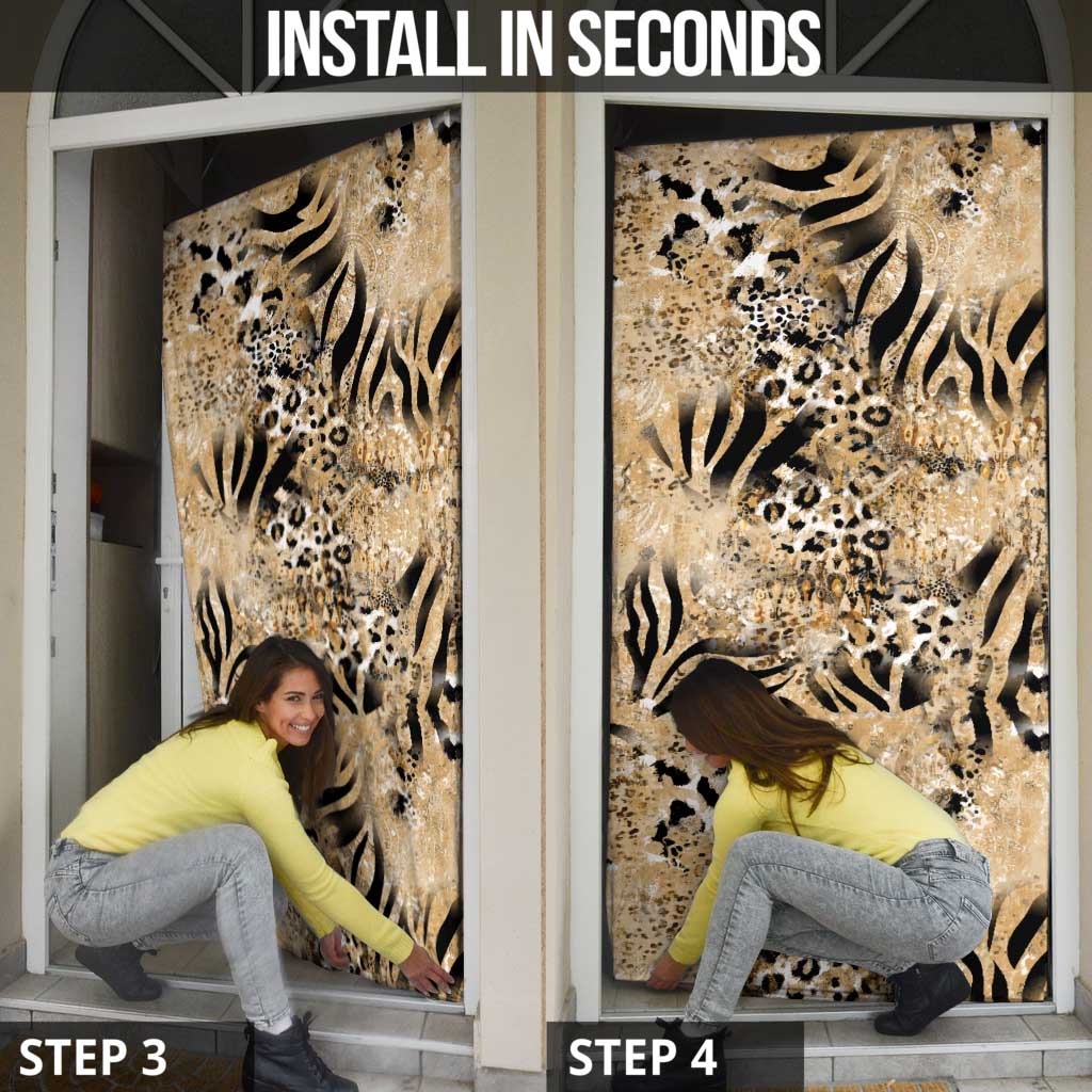 Wild Animal Skins Door Cover Zebra Tiger Leopard Mix Skin - Wonder Print Shop