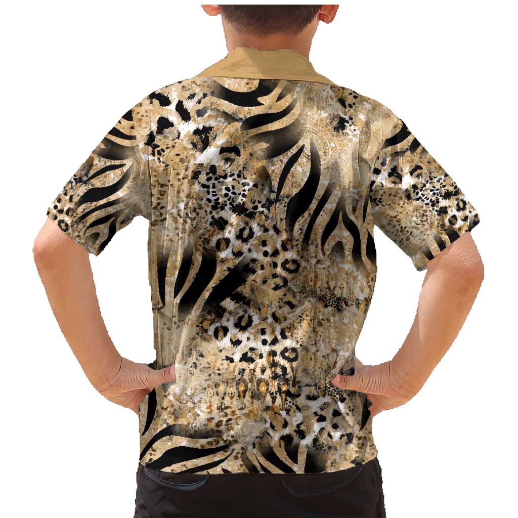 Wild Animal Skins Family Matching Mermaid Dress and Hawaiian Shirt Zebra Tiger Leopard Mix Skin - Wonder Print Shop
