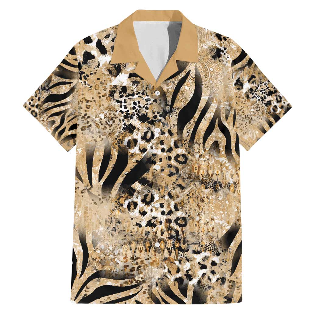 Wild Animal Skins Family Matching Mermaid Dress and Hawaiian Shirt Zebra Tiger Leopard Mix Skin - Wonder Print Shop