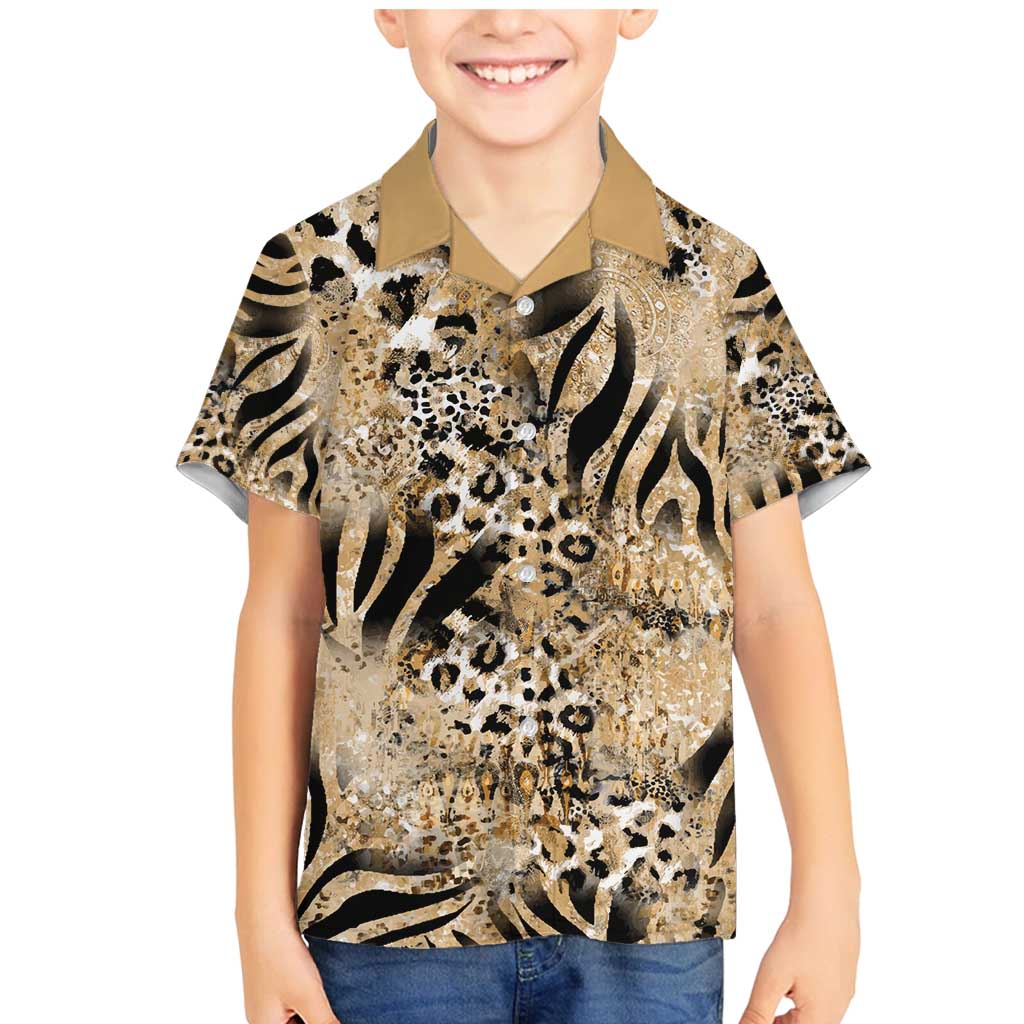 Wild Animal Skins Family Matching Mermaid Dress and Hawaiian Shirt Zebra Tiger Leopard Mix Skin - Wonder Print Shop