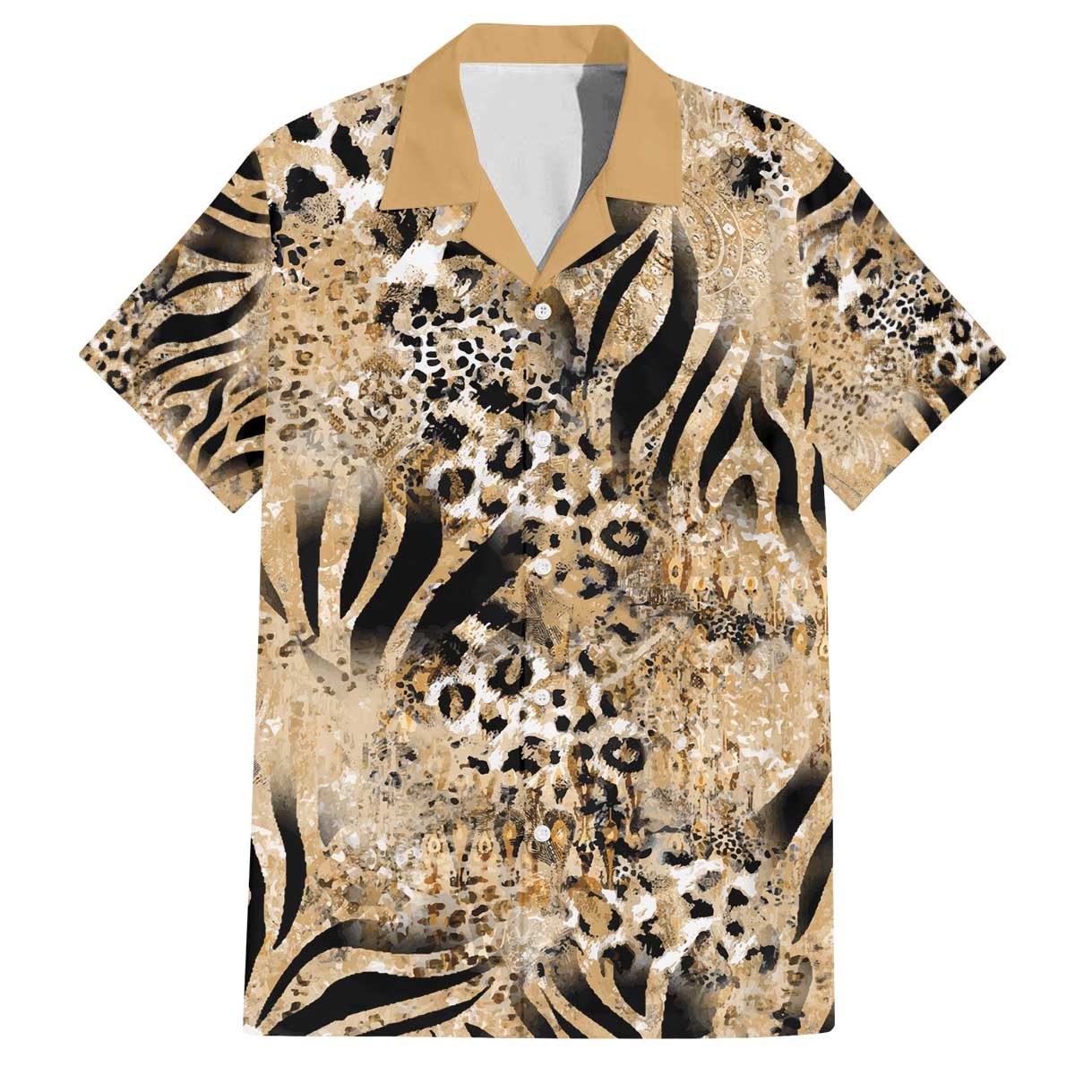 Wild Animal Skins Family Matching Off The Shoulder Long Sleeve Dress and Hawaiian Shirt Zebra Tiger Leopard Mix Skin - Wonder Print Shop