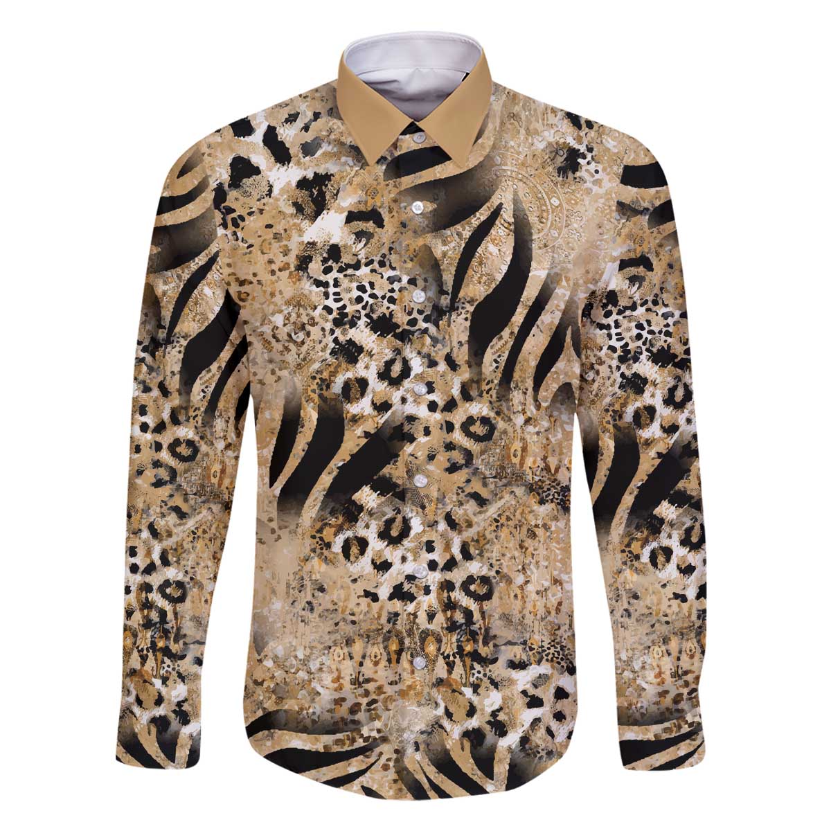 Wild Animal Skins Family Matching Off The Shoulder Long Sleeve Dress and Hawaiian Shirt Zebra Tiger Leopard Mix Skin - Wonder Print Shop
