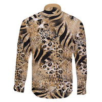 Wild Animal Skins Family Matching Off The Shoulder Long Sleeve Dress and Hawaiian Shirt Zebra Tiger Leopard Mix Skin - Wonder Print Shop