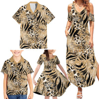 Wild Animal Skins Family Matching Summer Maxi Dress and Hawaiian Shirt Zebra Tiger Leopard Mix Skin - Wonder Print Shop
