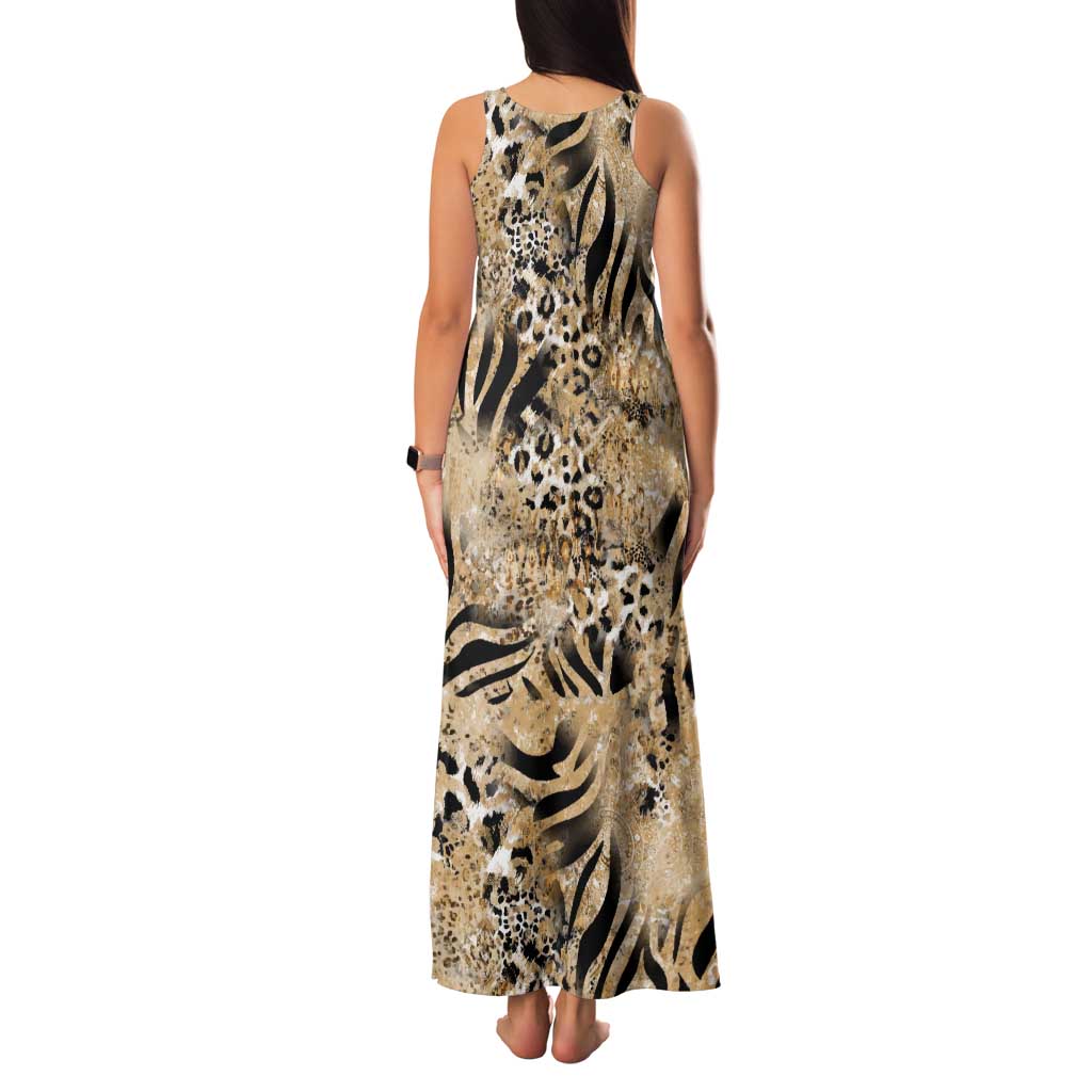 Wild Animal Skins Family Matching Tank Maxi Dress and Hawaiian Shirt Zebra Tiger Leopard Mix Skin - Wonder Print Shop