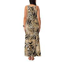 Wild Animal Skins Family Matching Tank Maxi Dress and Hawaiian Shirt Zebra Tiger Leopard Mix Skin - Wonder Print Shop