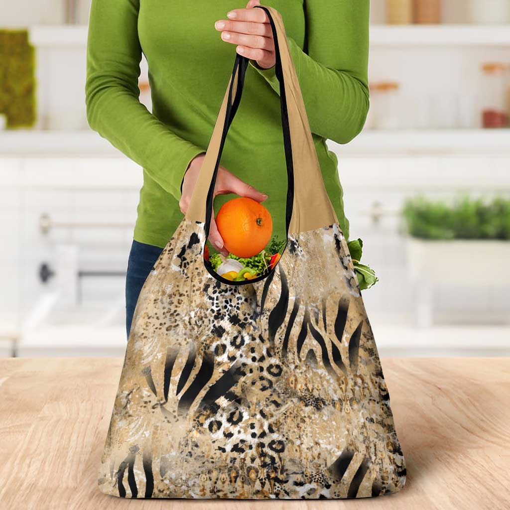 Wild Animal Skins Grocery Bag Zebra Tiger Leopard Mix Skin - Wonder Print Shop
