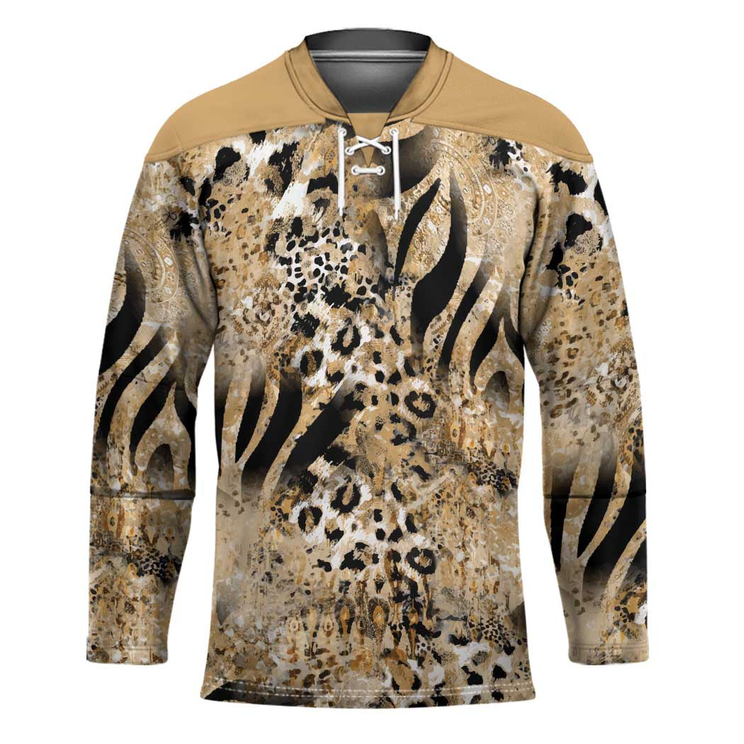 Wild Animal Skins Hockey Jersey Zebra Tiger Leopard Mix Skin - Wonder Print Shop
